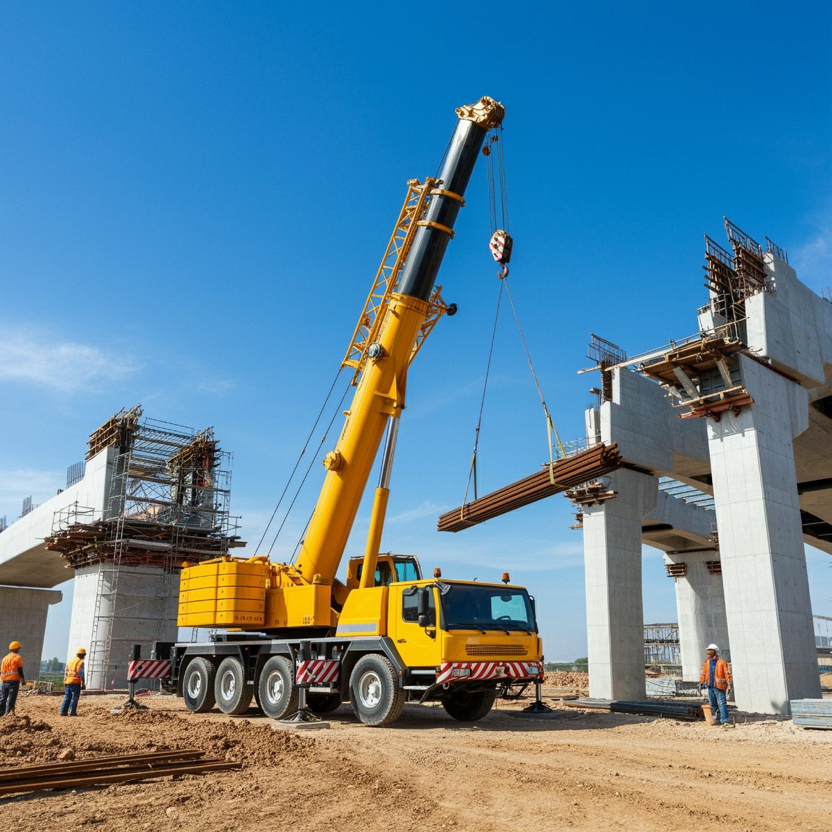 Construction crane on an infrastructure project